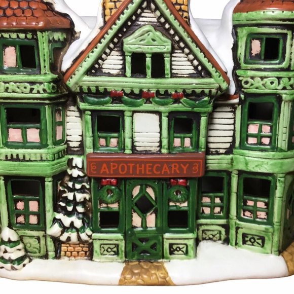 Lefton Christmas Apothecary Building #06900 Geo Z. Lefton Ceramic 1988 - Picture 4 of 14